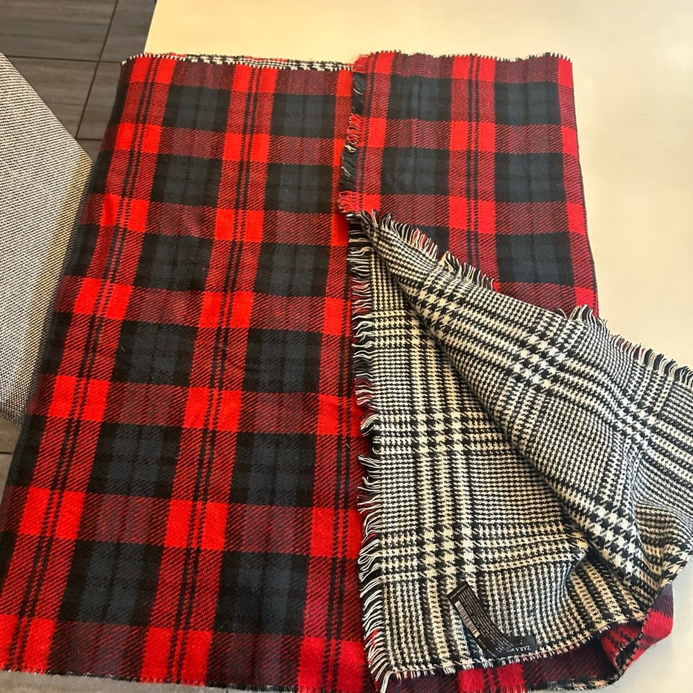 Zara Red and Black Plaid Blanket Scarf - Picture 3 of 6